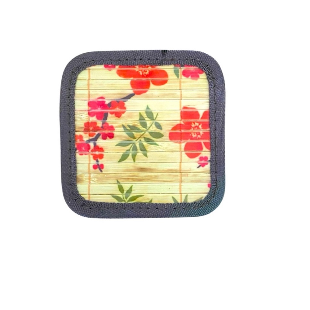 Floral Bamboo Coaster Set